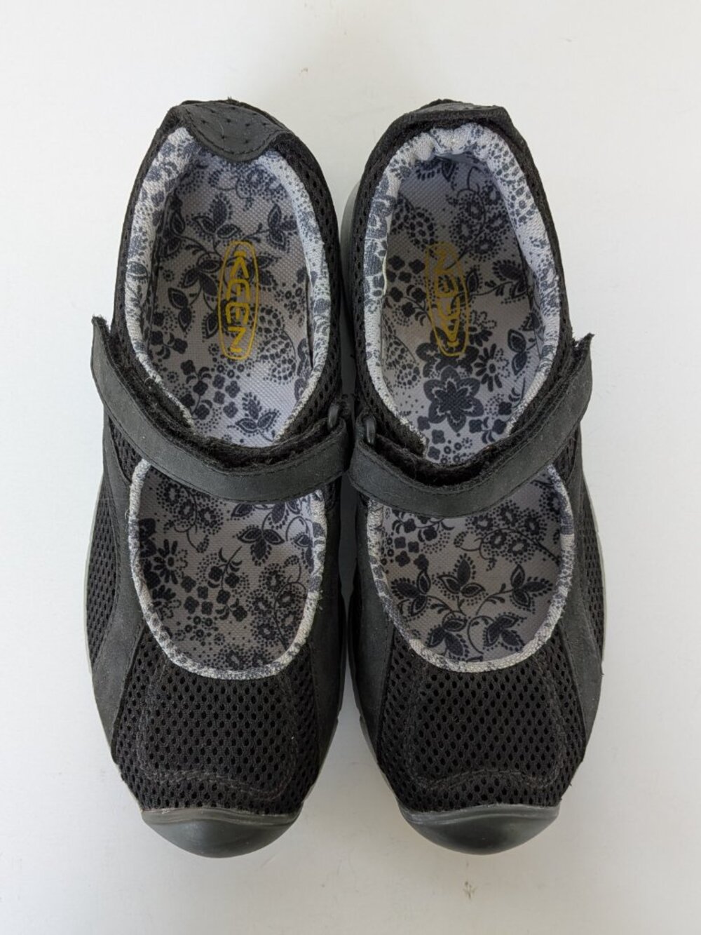 Keen Aukland Shoes Womens size 7 Black Leather Mesh Mary Janes Comfort